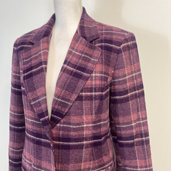 Chadwick's Purple Plaid Wool Blazer Jacket size 10 Pockets Carer Casual Preppy - Picture 7 of 10
